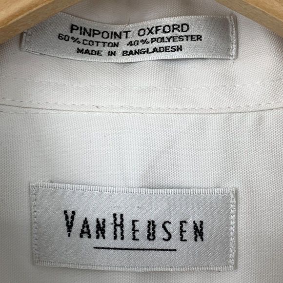 VTG Van Heusen Classic White Mens Shirt Button Dress Oxford 17.5 32/33 3628 - Picture 5 of 12
